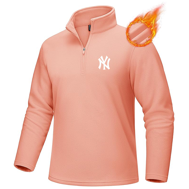Men's New York NY Yankees MAGCOMSEN Quarter-Zip Pullover Polar Fleece Sweatshirt Stand Collar Long Sleeve Shirt for Men Thermal Winter Fall
