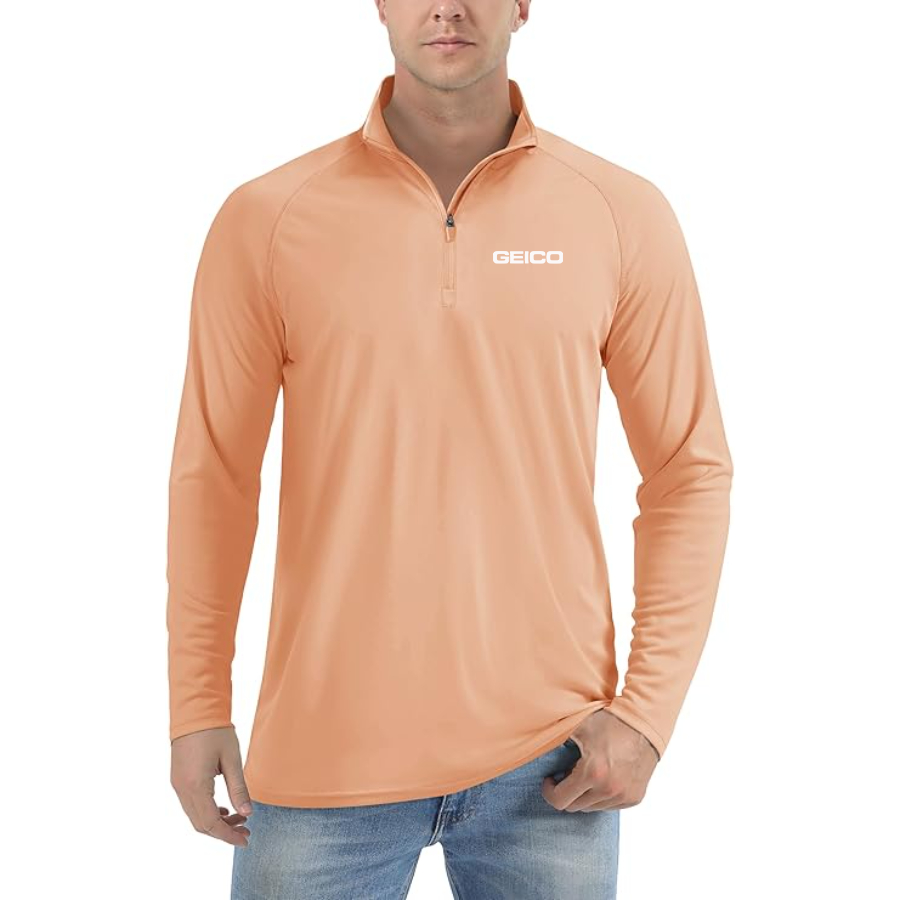 Men's Geico Lightweight Quarter-Zip Athletic Shirt Long Sleeve Performance Wear