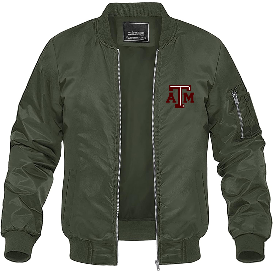 Men's Texas A&M Aggies Lightweight Bomber Jacket Windbreaker Softshell Varsity Jacket Coat
