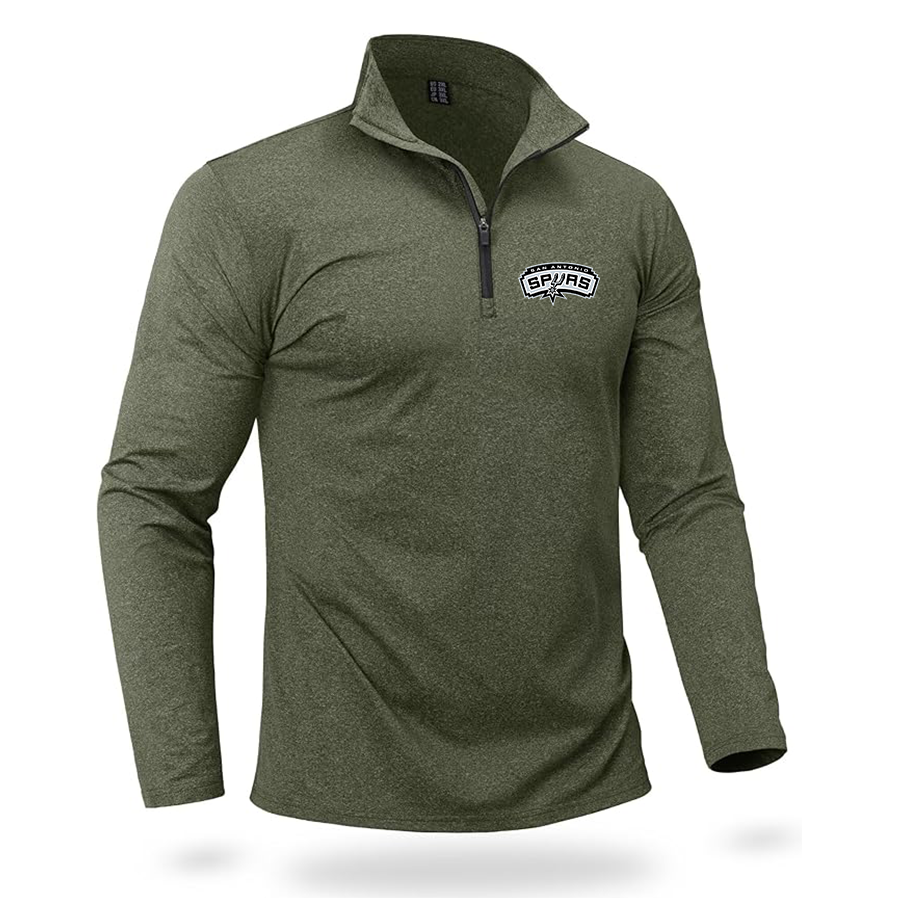 Men's San Antonio Spurs Quarter Zip Pullover Premium Fleece Lined Heather Long Sleeve Golf Shirts Midweight 1/4 Half Zip Sweatshirts