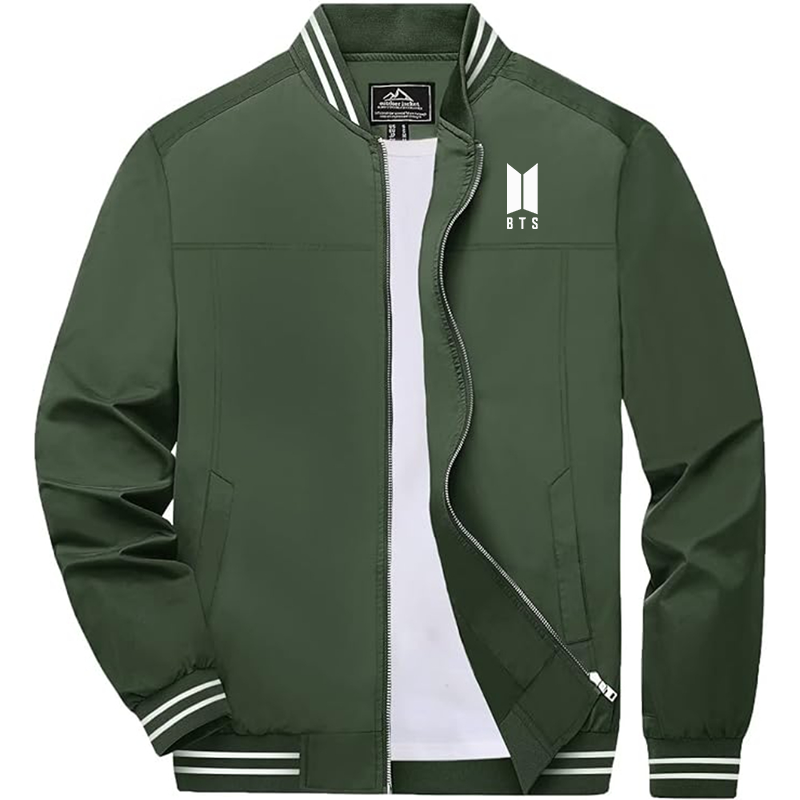 Men's BTS Boladeci Bomber Jackets Lightweight Water Resistant Breathable Spring Fall Full Zip Thin Windbreaker Light Jackets