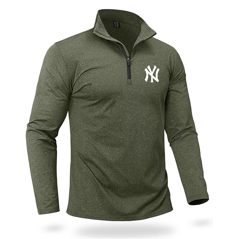 Men's New York NY Yankees Quarter Zip Pullover Premium Fleece Lined Heather Long Sleeve Golf Shirts Midweight 1/4 Half Zip Sweatshirts