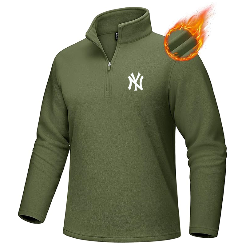 Men's New York NY Yankees MAGCOMSEN Quarter-Zip Pullover Polar Fleece Sweatshirt Stand Collar Long Sleeve Shirt for Men Thermal Winter Fall