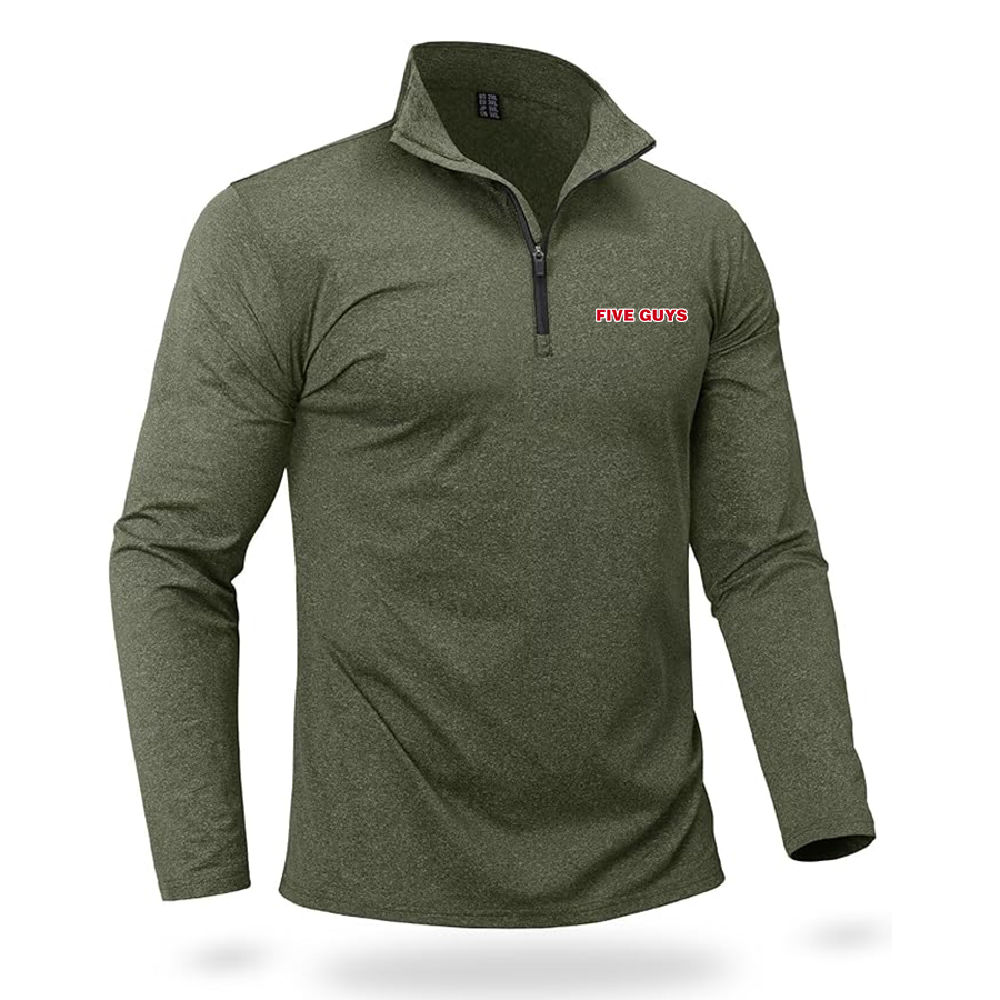 Men's Five Guys Quarter Zip Pullover Premium Fleece Lined Heather Long Sleeve Golf Shirts Midweight 1/4 Half Zip Sweatshirts
