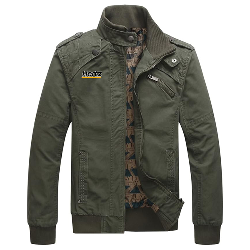 Men's Hertz Dwar Casual Washed Cotton Military Outdoor Jackets with Shoulder Straps
