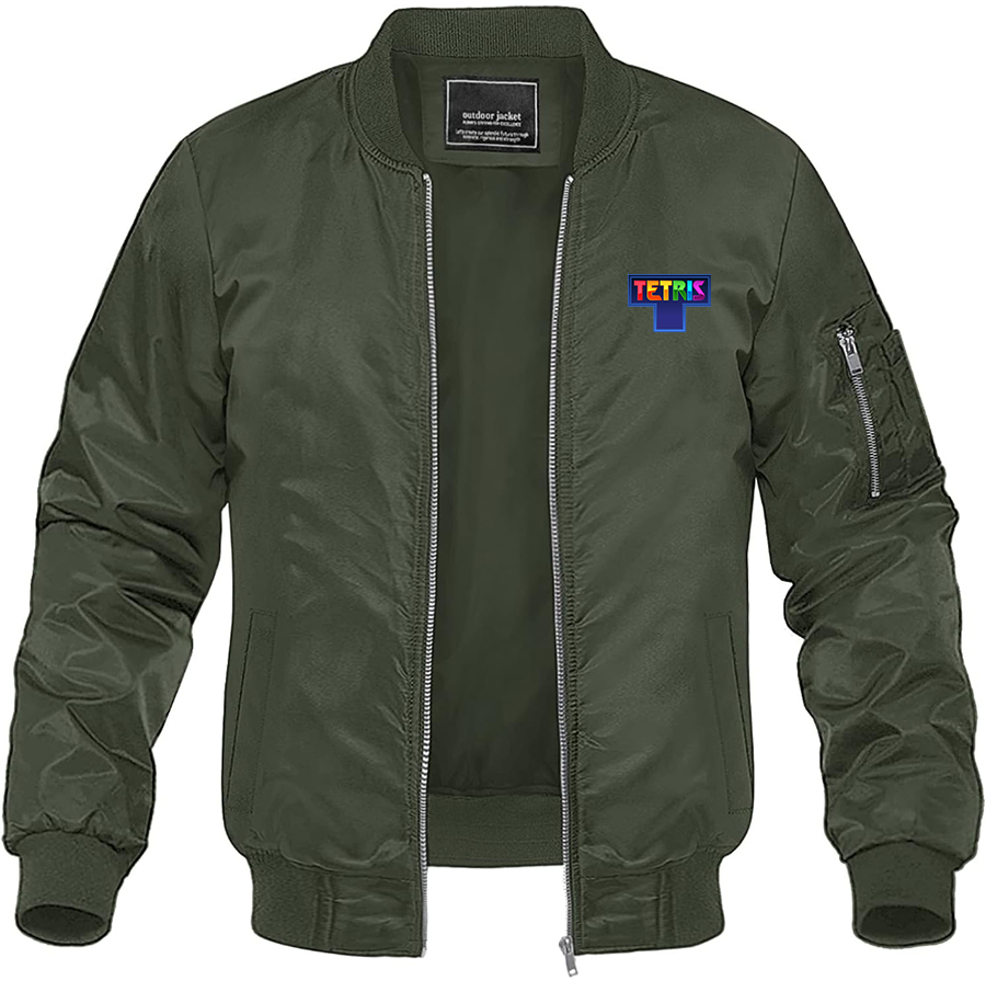 Men's Tetris Lightweight Bomber Jacket Windbreaker Softshell Varsity Jacket