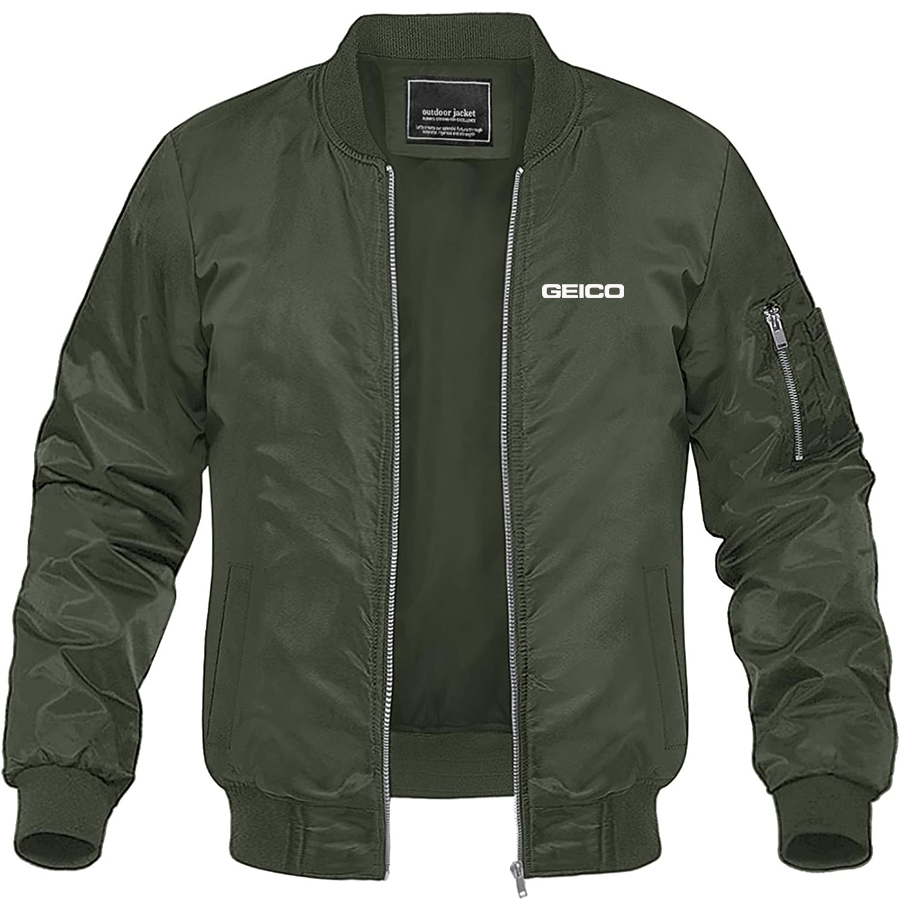 Men's Geico Lightweight Bomber Jacket Windbreaker Softshell Varsity Jacket