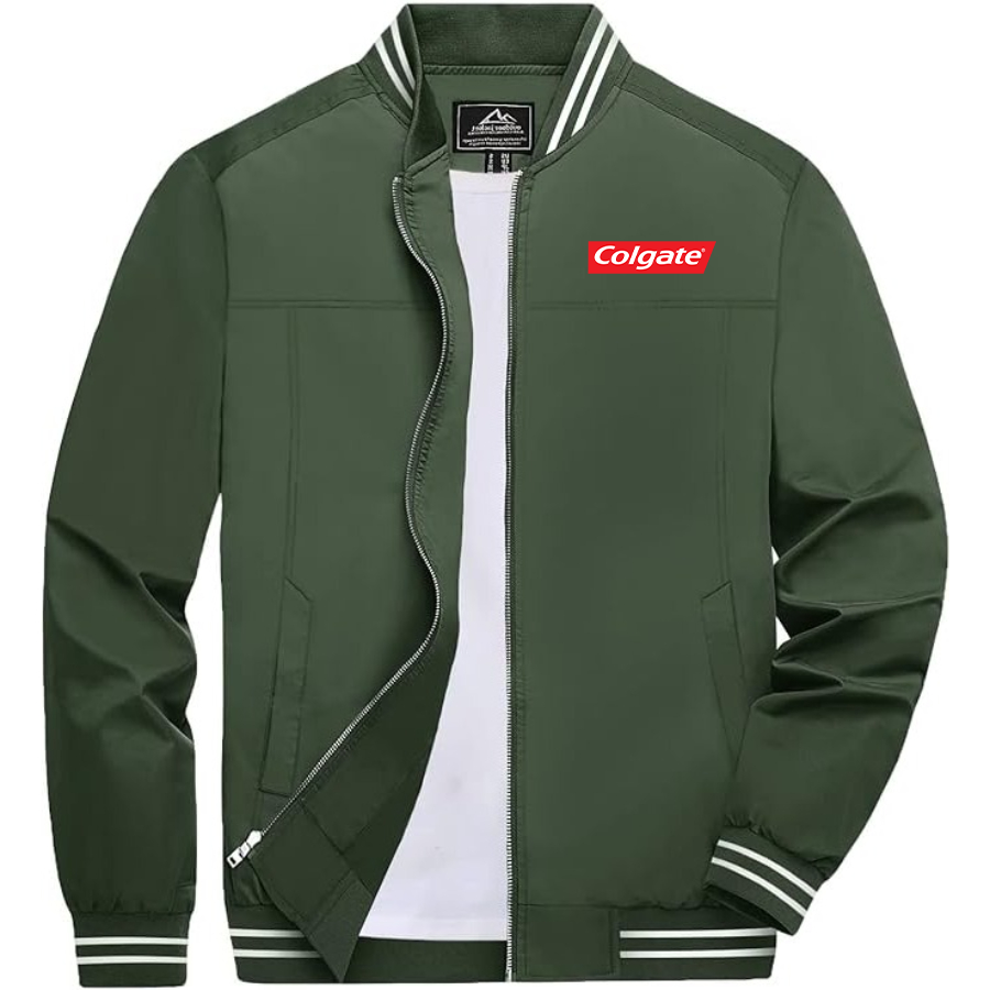 Men's Colgate Lightweight Zip-Up Bomber Jacket with Ribbed Collar and Cuffs Versatile Casual Outerwear