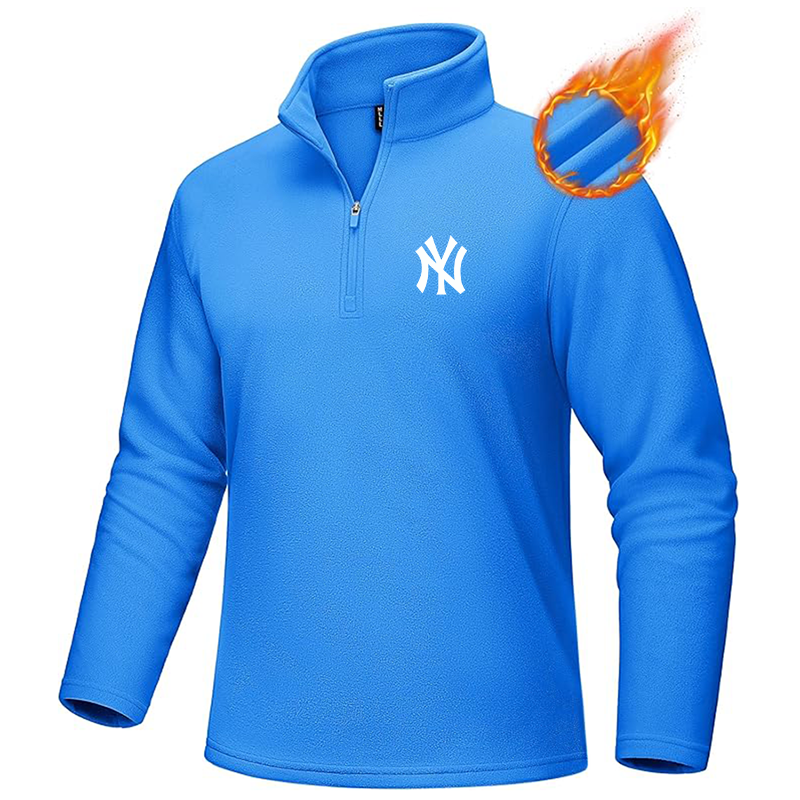 Men's New York NY Yankees MAGCOMSEN Quarter-Zip Pullover Polar Fleece Sweatshirt Stand Collar Long Sleeve Shirt for Men Thermal Winter Fall