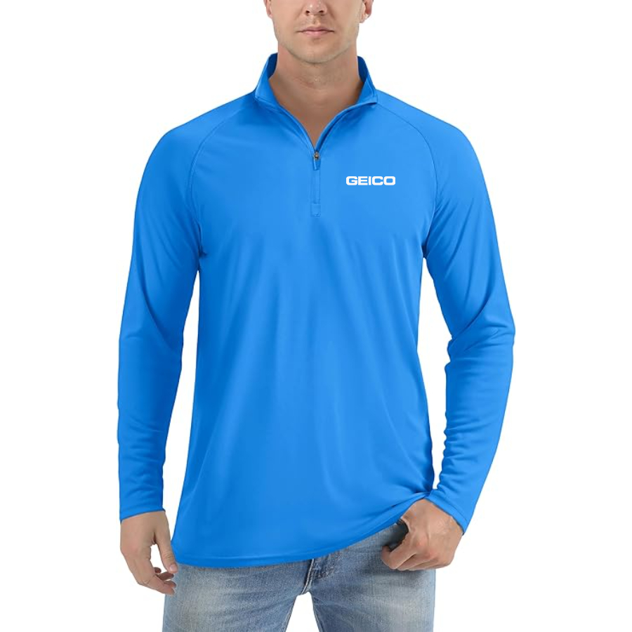 Men's Geico Lightweight Quarter-Zip Athletic Shirt Long Sleeve Performance Wear