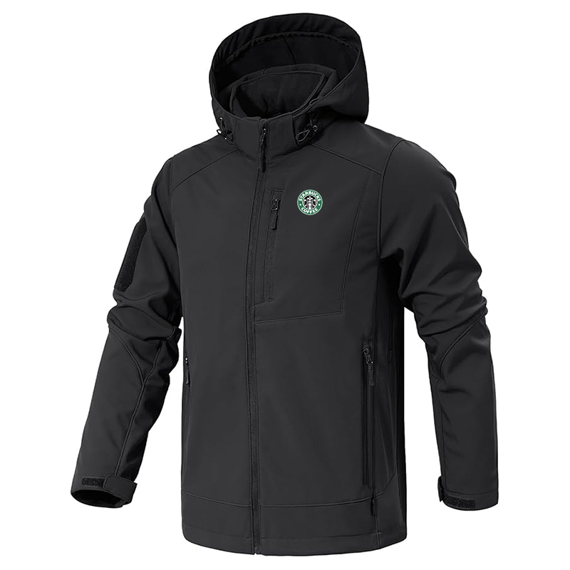 Men's Starbucks Coffee Jacket Waterproof Hooded Coats Tactical Soft Shell Jackets