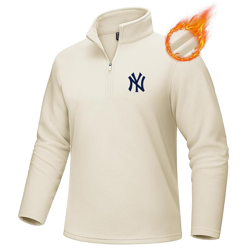 Men's New York NY Yankees MAGCOMSEN Quarter-Zip Pullover Polar Fleece Sweatshirt Stand Collar Long Sleeve Shirt for Men Thermal Winter Fall