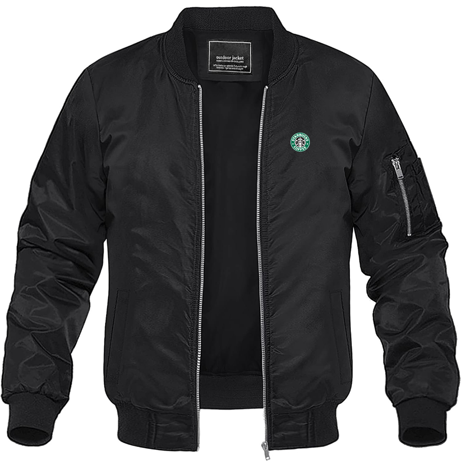 Men's Starbucks Coffee Lightweight Bomber Jacket Windbreaker Softshell Varsity Jacket
