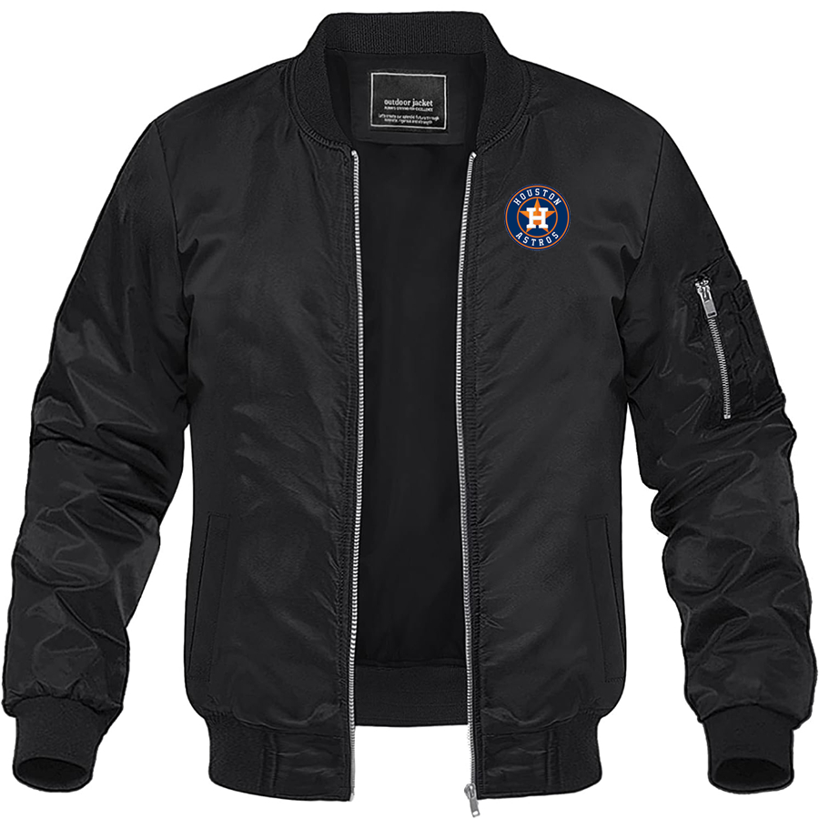 Men's Houston Astros Lightweight Bomber Jacket Windbreaker Softshell Varsity Jacket Coat