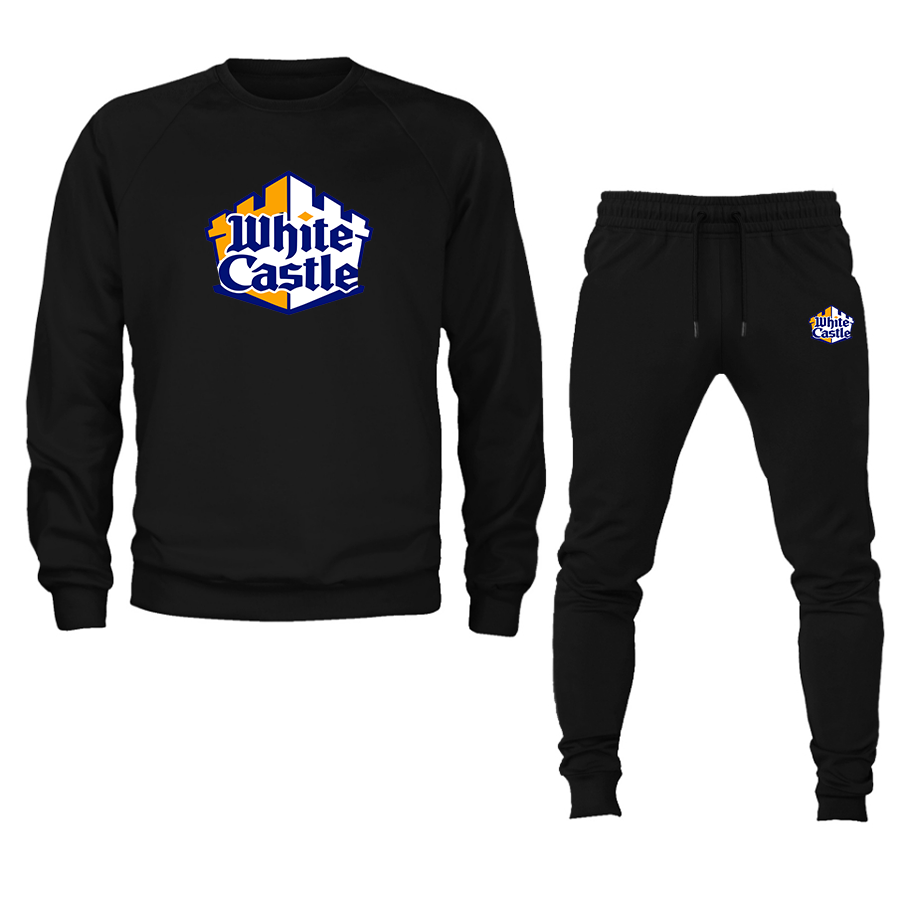 Men's White Castle Crewneck Sweatshirt Joggers Suit