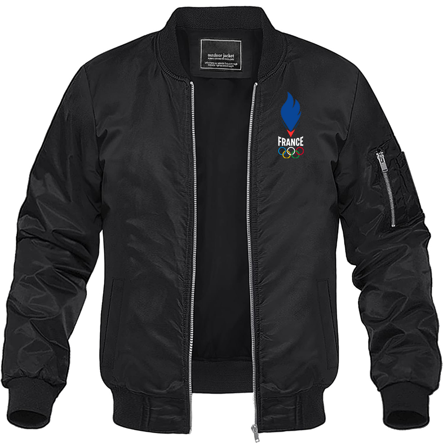 Men's France Olympia 2024 Lightweight Bomber Jacket Windbreaker Softshell Varsity Jacket