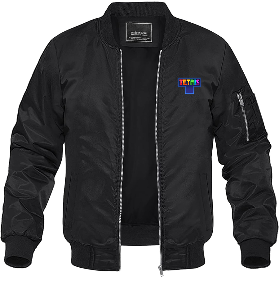 Men's Tetris Lightweight Bomber Jacket Windbreaker Softshell Varsity Jacket