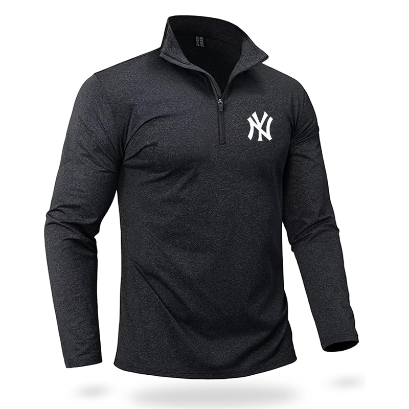 Men's New York NY Yankees Quarter Zip Pullover Premium Fleece Lined Heather Long Sleeve Golf Shirts Midweight 1/4 Half Zip Sweatshirts