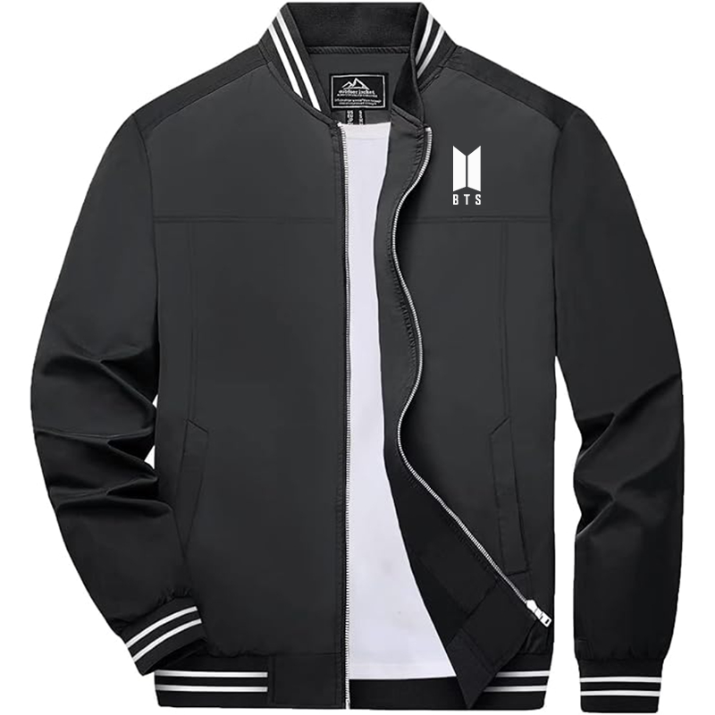 Men's BTS Boladeci Bomber Jackets Lightweight Water Resistant Breathable Spring Fall Full Zip Thin Windbreaker Light Jackets