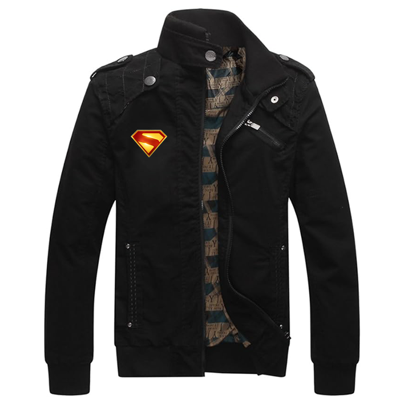 Men's Superman 2025 Dwar Casual Washed Cotton Military Outdoor Jackets with Shoulder Straps