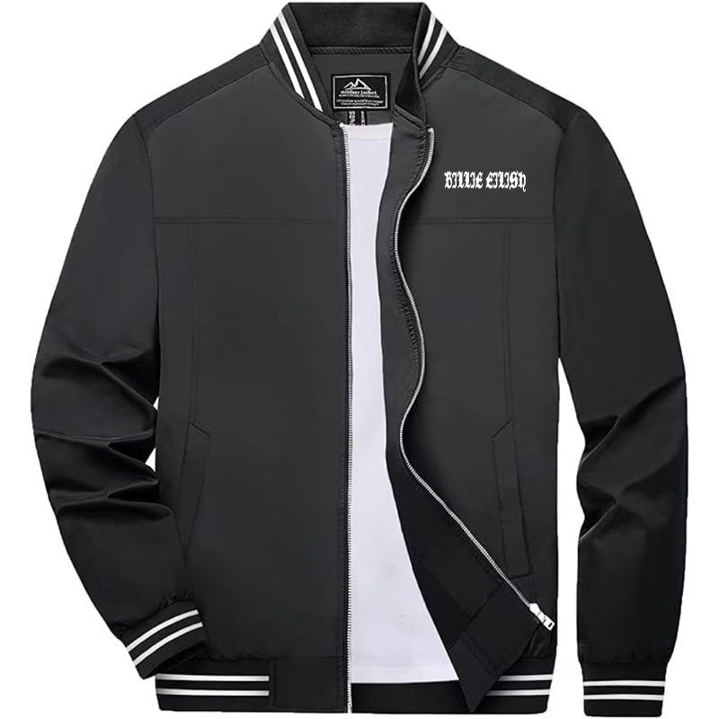 Men's Billie Eilish Boladeci Bomber Jackets Lightweight Water Resistant Breathable Spring Fall Full Zip Thin Windbreaker Light Jackets