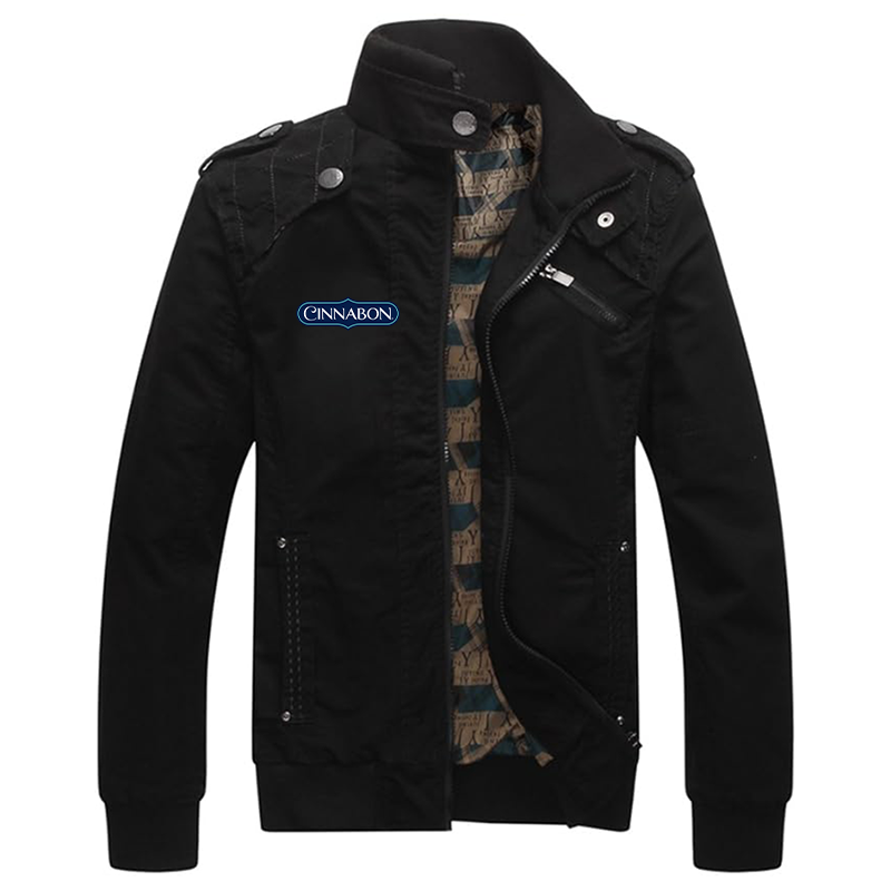 Men's Cinnabon Dwar Casual Washed Cotton Military Outdoor Jackets with Shoulder Straps
