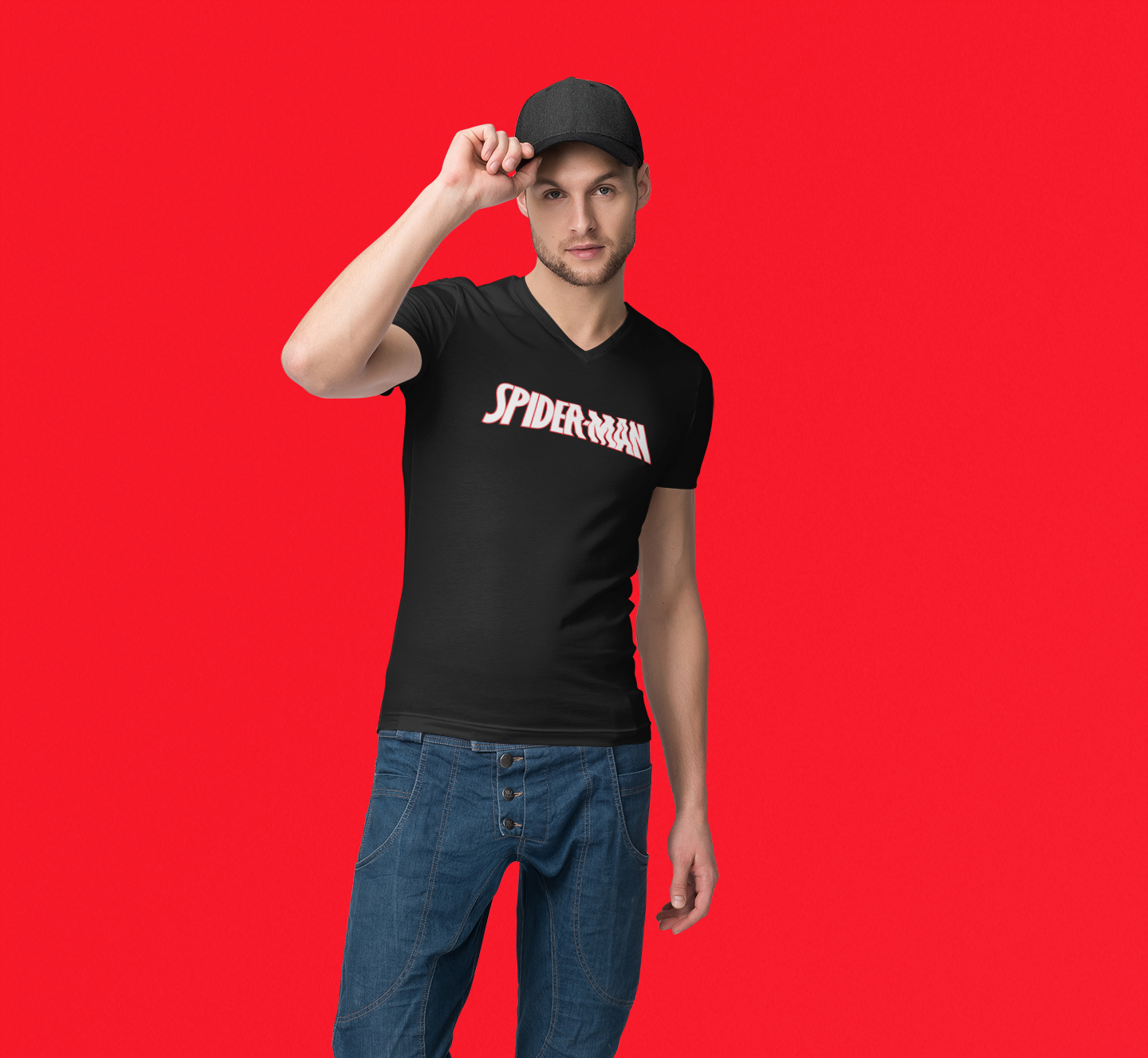 Spider Man BELLA CANVAS Jersey V-Neck Tee