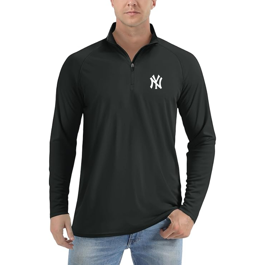 Men's New York NY Yankees Lightweight Quarter-Zip Athletic Shirt Long Sleeve Performance Wear