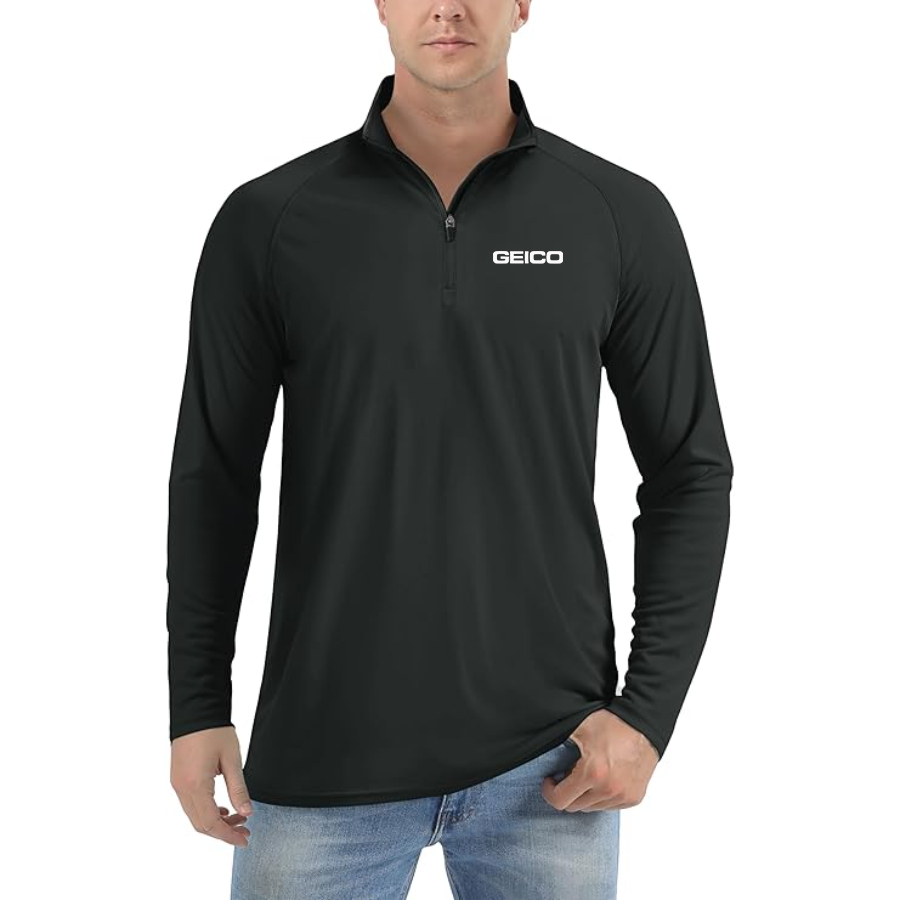 Men's Geico Lightweight Quarter-Zip Athletic Shirt Long Sleeve Performance Wear