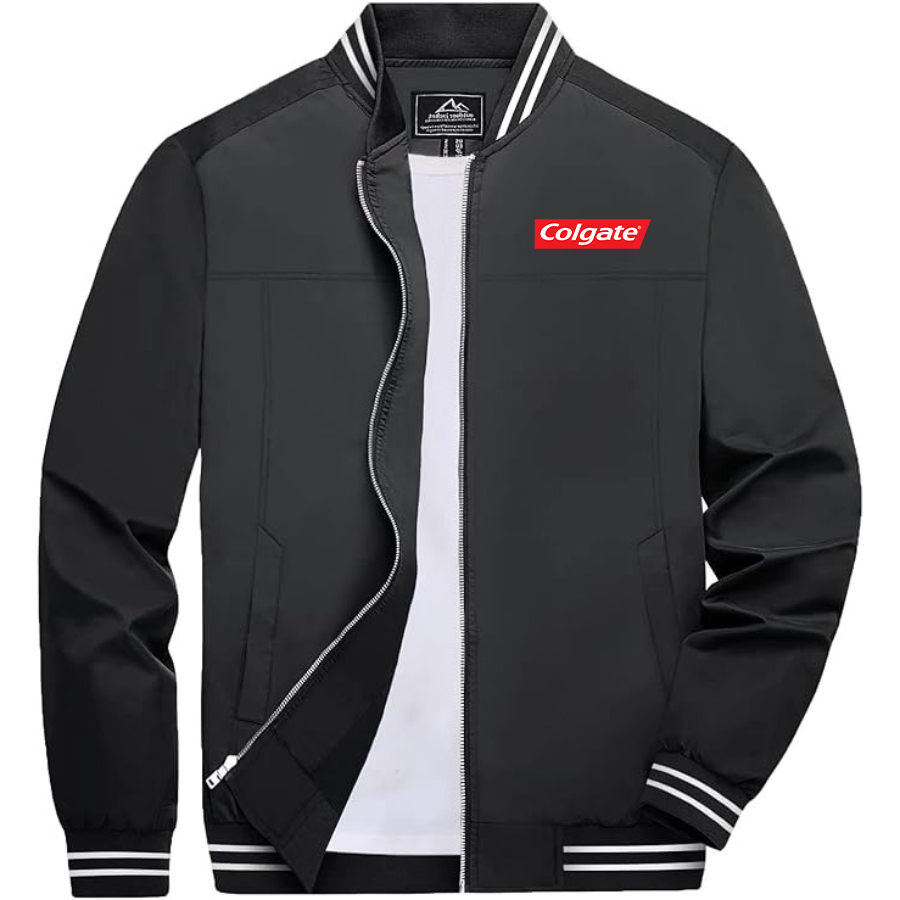 Men's Colgate Lightweight Zip-Up Bomber Jacket with Ribbed Collar and Cuffs Versatile Casual Outerwear