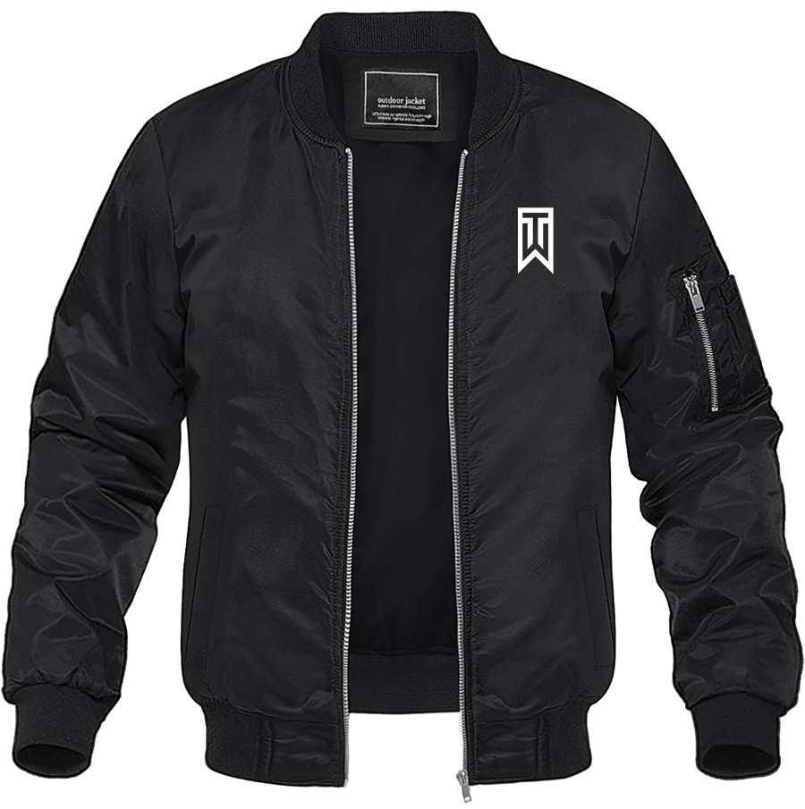 Men's Tiger Woods Lightweight Bomber Jacket Windbreaker Softshell Varsity Jacket