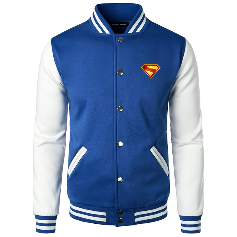 Men’s Superman 2025 Varsity Baseball Jacket Cotton Blend Letterman Jackets