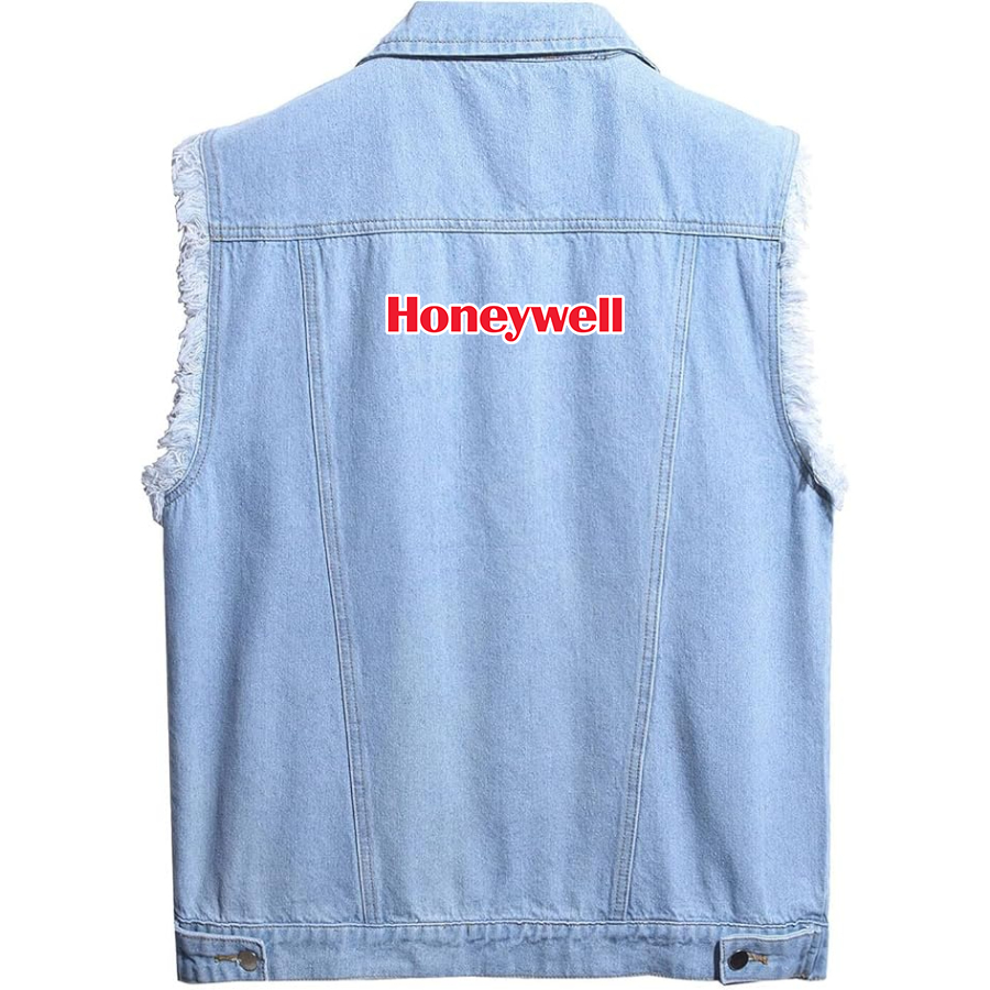 Men's Honeywell Sleeveless Distressed Denim Vest Rugged Black Jean Jacket