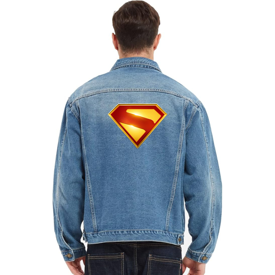 Men's Superman 2025 Vintage Distressed Denim Jacket Stylish Casual Jean Outerwear
