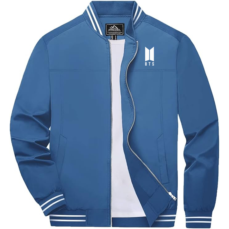 Men's BTS Boladeci Bomber Jackets Lightweight Water Resistant Breathable Spring Fall Full Zip Thin Windbreaker Light Jackets