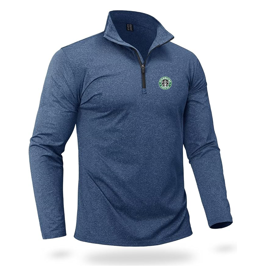 Men's Starbucks Coffee Quarter Zip Pullover Premium Fleece Lined Heather Long Sleeve Golf Shirts Midweight 1/4 Half Zip Sweatshirts