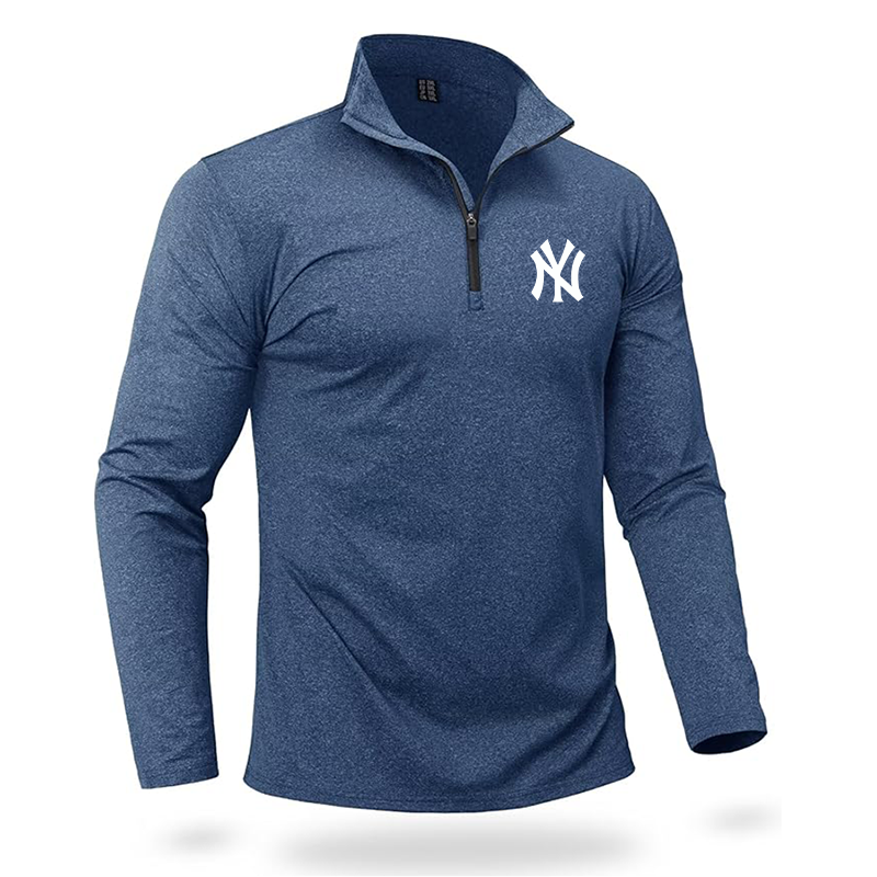 Men's New York NY Yankees Quarter Zip Pullover Premium Fleece Lined Heather Long Sleeve Golf Shirts Midweight 1/4 Half Zip Sweatshirts