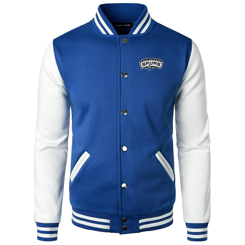 Men’s San Antonio Spurs Varsity Baseball Jacket Cotton Blend Letterman Jackets