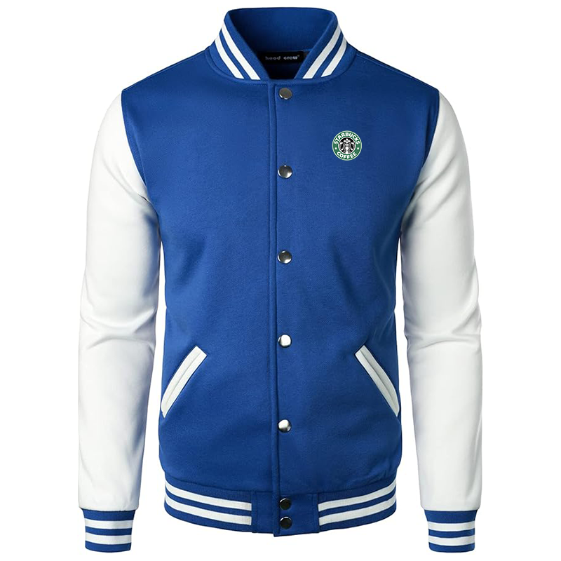 Men’s Starbucks Coffee Varsity Baseball Jacket Cotton Blend Letterman Jackets
