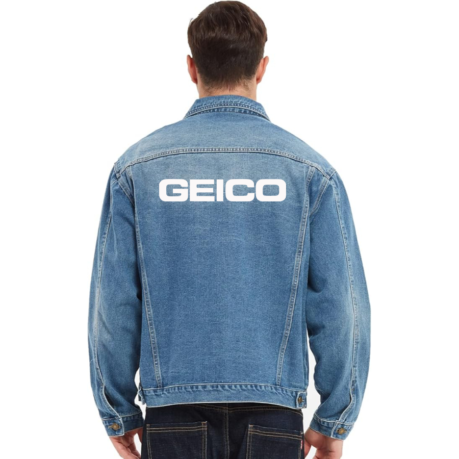 Men's Geico Vintage Distressed Denim Jacket Stylish Casual Jean Outerwear