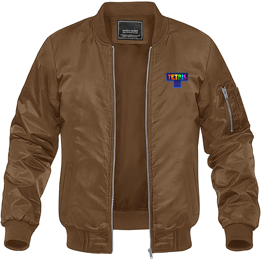Men's Tetris Lightweight Bomber Jacket Windbreaker Softshell Varsity Jacket