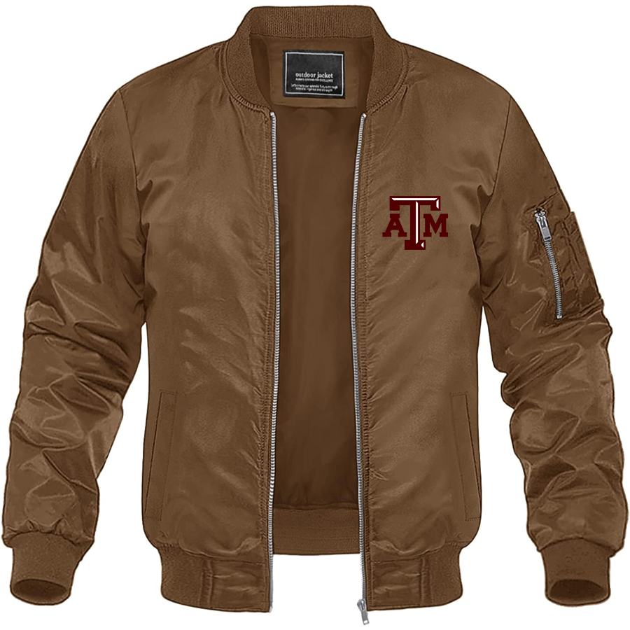 Men's Texas A&M Aggies Lightweight Bomber Jacket Windbreaker Softshell Varsity Jacket Coat