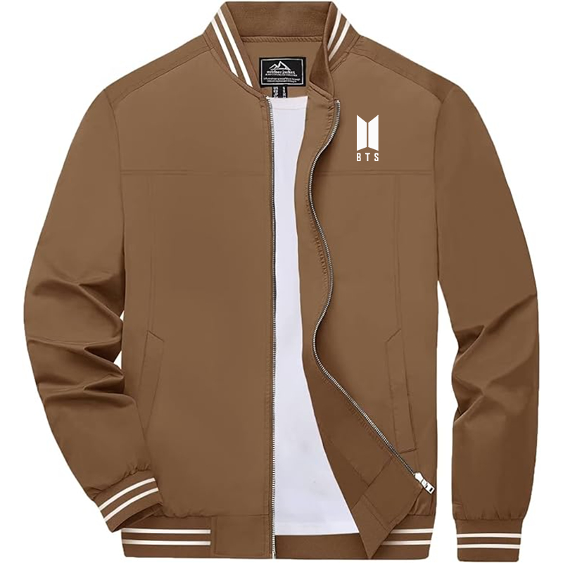 Men's BTS Boladeci Bomber Jackets Lightweight Water Resistant Breathable Spring Fall Full Zip Thin Windbreaker Light Jackets