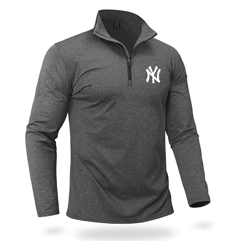 Men's New York NY Yankees Quarter Zip Pullover Premium Fleece Lined Heather Long Sleeve Golf Shirts Midweight 1/4 Half Zip Sweatshirts