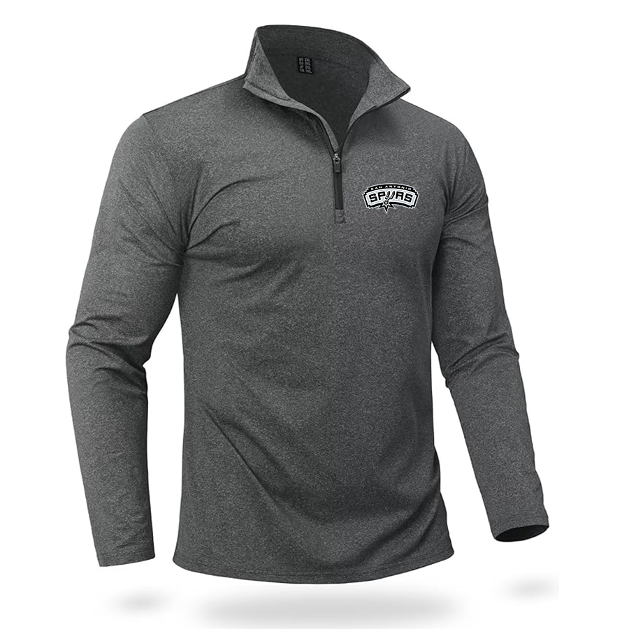 Men's San Antonio Spurs Quarter Zip Pullover Premium Fleece Lined Heather Long Sleeve Golf Shirts Midweight 1/4 Half Zip Sweatshirts