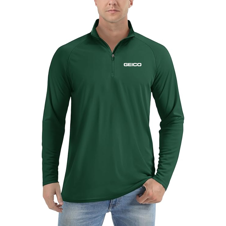 Men's Geico Lightweight Quarter-Zip Athletic Shirt Long Sleeve Performance Wear