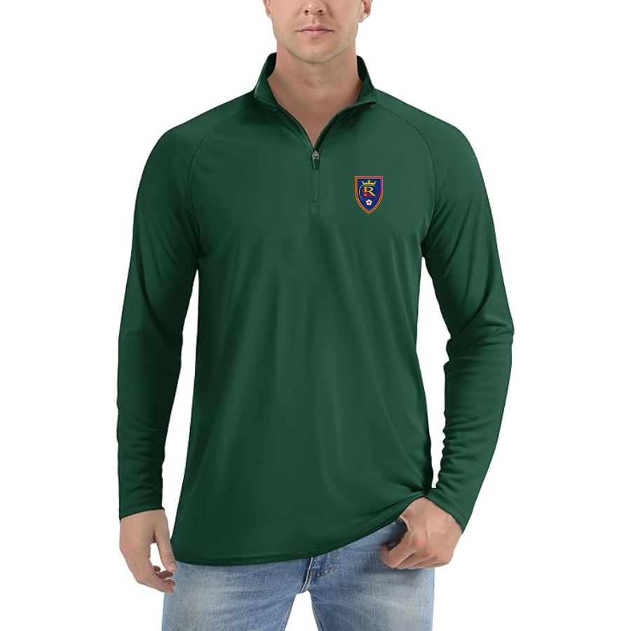 Men's Real Salt Lake Soccer Lightweight Quarter-Zip Athletic Shirt Long Sleeve Performance Wear