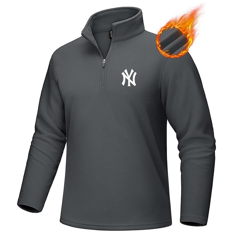 Men's New York NY Yankees MAGCOMSEN Quarter-Zip Pullover Polar Fleece Sweatshirt Stand Collar Long Sleeve Shirt for Men Thermal Winter Fall
