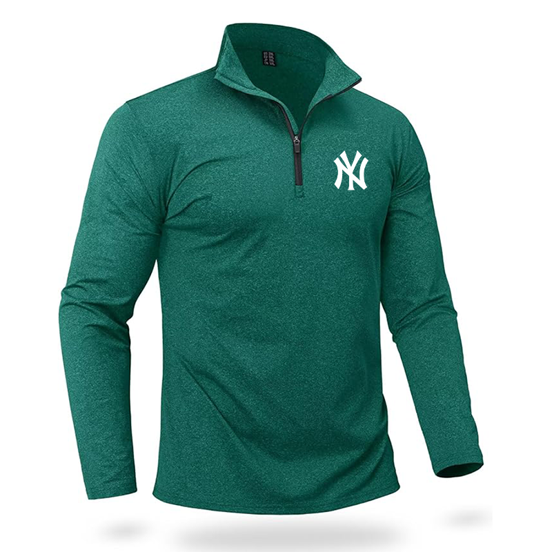 Men's New York NY Yankees Quarter Zip Pullover Premium Fleece Lined Heather Long Sleeve Golf Shirts Midweight 1/4 Half Zip Sweatshirts