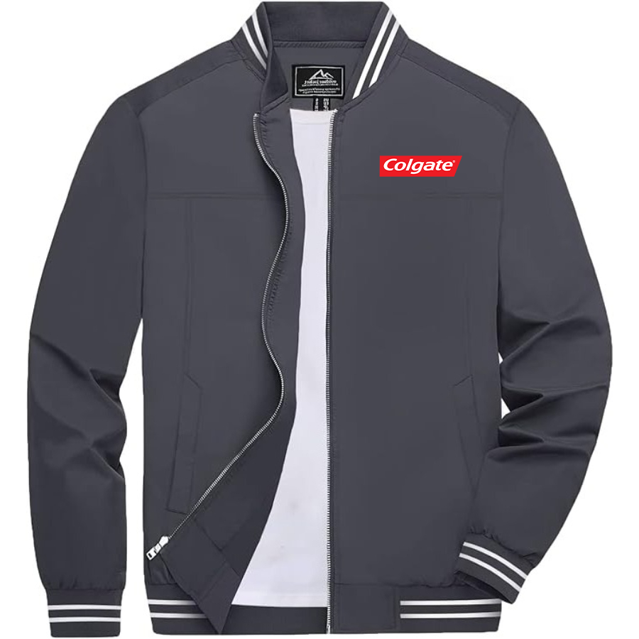 Men's Colgate Lightweight Zip-Up Bomber Jacket with Ribbed Collar and Cuffs Versatile Casual Outerwear